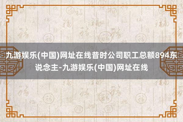 九游娱乐(中国)网址在线昔时公司职工总额894东说念主-九游娱乐(中国)网址在线