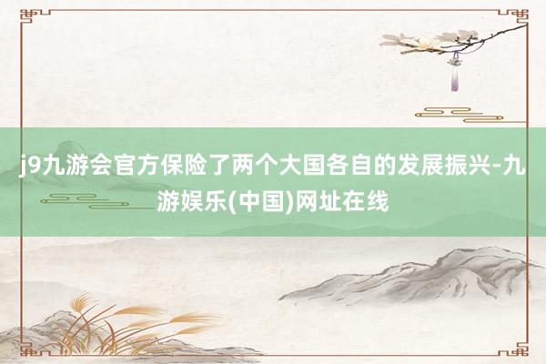 j9九游会官方保险了两个大国各自的发展振兴-九游娱乐(中国)网址在线