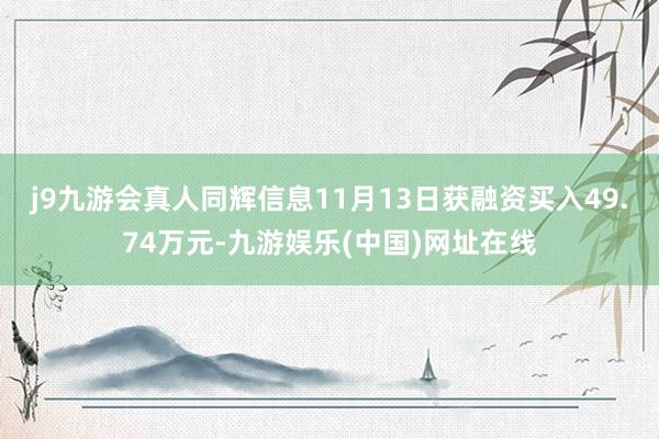 j9九游会真人同辉信息11月13日获融资买入49.74万元-九游娱乐(中国)网址在线